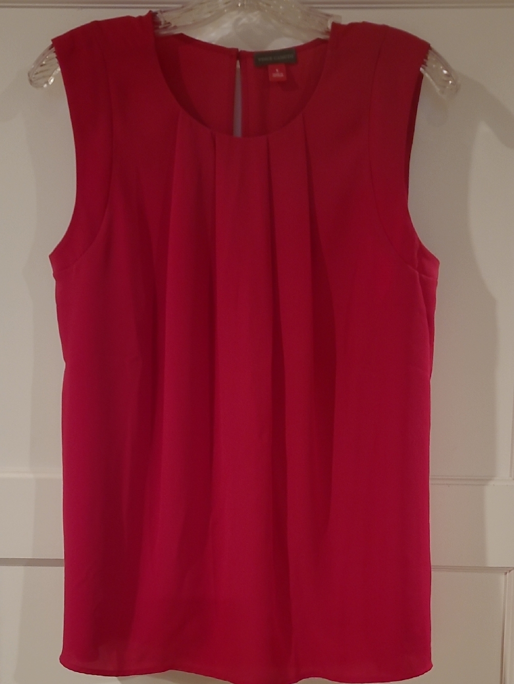 Sleeveless Pleated Shell Top - Bright Pink
